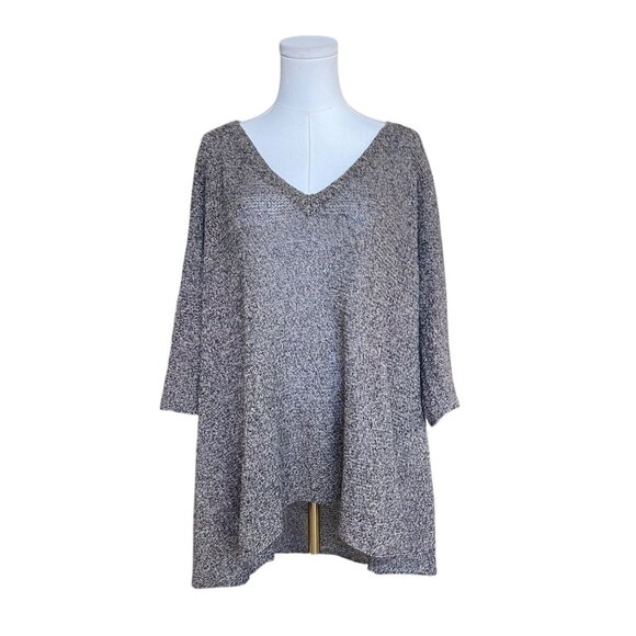 Eileen Fisher 100% Linen Oversized Open Knit Sweater Size XL V Neck Lightweight - Picture 1 of 6